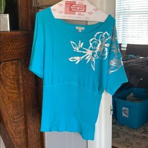 short sleeve embellished sweater from Cache